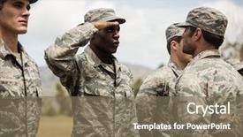  Presentation with camp - Cool new PPT theme with military trainer giving training backdrop and a violet colored foreground