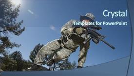  Presentation with hide - Audience pleasing presentation theme consisting of military training - solider jumping over tree trunk backdrop and a  colored foreground