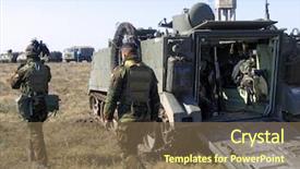  Presentation with tank - Beautiful slides featuring military training - tank army backdrop and a violet colored foreground