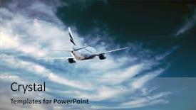  Presentation with fly - Audience pleasing PPT theme consisting of military transportation - airplane at fly backdrop and a light blue colored foreground