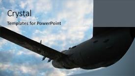  Presentation with aircraft - Presentation theme featuring military transportation - silhouette army aircraft for storm background and a light blue colored foreground