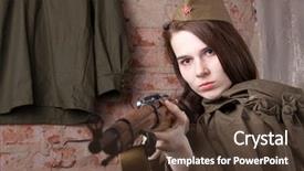  Presentation with second world war - Cool new presentation theme with military uniform shoots a rifle backdrop and a tawny brown colored foreground