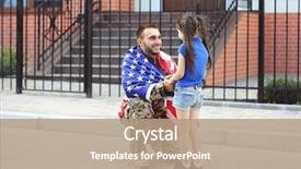  Presentation with army - Slide set featuring military welcome home - happy reunion of us army background and a coral colored foreground