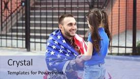  Presentation with cyber army - Presentation design with military welcome home - happy reunion of us army background and a teal colored foreground