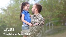  Presentation with daughter - Beautiful PPT layouts featuring military welcome home - us army soldier with little backdrop and a gray colored foreground