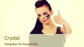  Presentation with military leadership - Presentation consisting of military woman gesturing ok sign background and a cream colored foreground