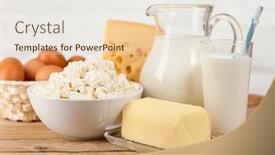  Presentation with milk dairy products - Beautiful presentation theme featuring milk and dairy products backdrop and a lemonade colored foreground