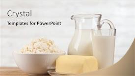  Presentation with milk dairy products - Slides enhanced with milk and dairy products on a wooden table background and a white colored foreground