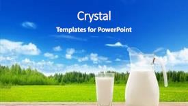  Presentation with cow milk - PPT layouts with milk and sunny spring field background and a cobalt blue colored foreground