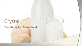  Presentation with white milk - Audience pleasing slide set consisting of milk bottle glass and bread isolated on white background backdrop and a sky blue colored foreground