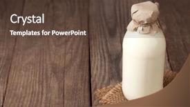  Presentation with milk - Presentation theme featuring milk bottle on wood table background and a tawny brown colored foreground