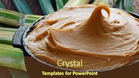  Presentation with candy - Slide deck having milk-candy-cream-food-doce background and a tawny brown colored foreground