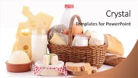  Presentation with dairy products - Theme with milk cheese yoghurt - dairy products background and a white colored foreground