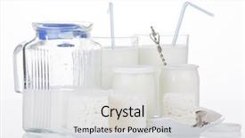  Presentation with dairy products - Theme with milk cheese yoghurt - dairy products background and a light gray colored foreground