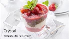  Presentation with strawberry - Beautiful slide deck featuring milk cheese yoghurt - strawberry dessert backdrop and a white colored foreground
