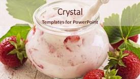  Presentation with yogurt - Slide deck with milk cheese yoghurt - yogurt with fresh strawberries background and a lemonade colored foreground