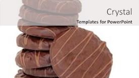  Presentation with biscuit - Beautiful slides featuring milk chocolate biscuit stack isolated backdrop and a light gray colored foreground