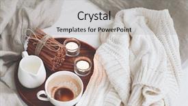  Presentation with white candles - Theme featuring milk cinnamon sticks and tea background and a light gray colored foreground