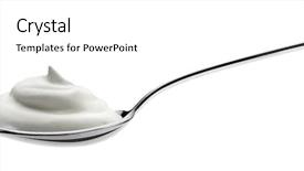  Presentation with yogurt - PPT theme consisting of milk cream - spoon of yogurt background and a white colored foreground