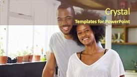  Presentation with breakfast - Presentation theme consisting of milk food drink - young couple preparing breakfast background and a tawny brown colored foreground