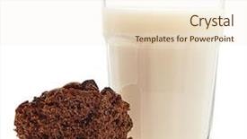  Presentation with white milk - Presentation having milk glass and brownie isolated on a white background background and a cream colored foreground