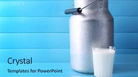  Presentation with cow milk - Amazing slides having milk glass on color backdrop and a light blue colored foreground