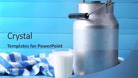  Presentation with milk bottle and milk glass - Audience pleasing theme consisting of milk glass on color backdrop and a  colored foreground