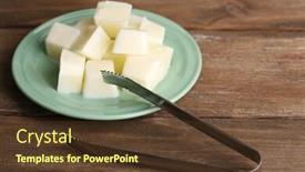  Presentation with milk - PPT layouts featuring milk-ice-cubes-on-plate background and a tawny brown colored foreground