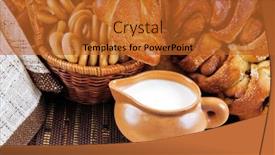  Presentation with buns rolls - PPT theme enhanced with milk in a mug buns and appetizing rolls background and a red colored foreground