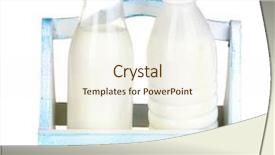  Presentation with two plastic bottles milk - Slide set featuring milk in bottles in wooden background and a  colored foreground