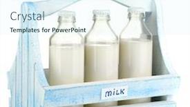  Presentation with white milk - Presentation theme featuring milk-in-bottles-in-wooden background and a sky blue colored foreground