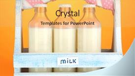  Presentation with milk in bottle - Audience pleasing PPT theme consisting of milk in bottles in wooden backdrop and a  colored foreground