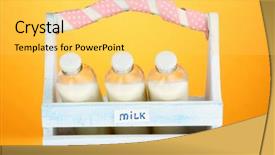  Presentation with two plastic bottles milk - Amazing presentation theme having milk in bottles in wooden backdrop and a  colored foreground