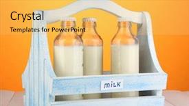  Presentation with milk in bottle - Slides featuring milk in bottles in wooden background and a  colored foreground