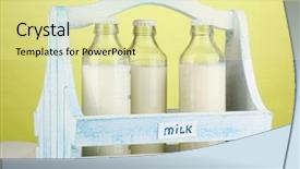  Presentation with milk - Slide set having milk in bottles in wooden background and a  colored foreground
