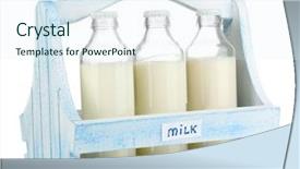  Presentation with white milk - Cool new PPT theme with milk in bottles in wooden backdrop and a  colored foreground