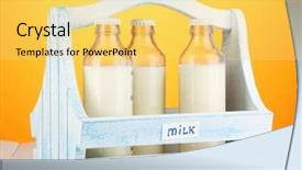  Presentation with milk in bottle - Presentation design having milk in bottles in wooden background and a  colored foreground