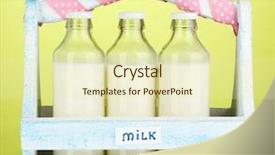  Presentation with cow milk - PPT theme featuring milk in bottles in wooden background and a  colored foreground