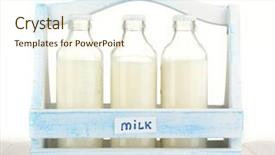  Presentation with white milk - Presentation theme with milk in bottles in wooden background and a  colored foreground