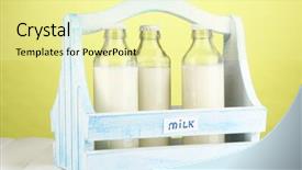  Presentation with milk in bottle - Beautiful presentation featuring milk in bottles in wooden backdrop and a  colored foreground