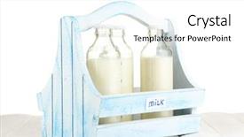  Presentation with white milk - PPT theme consisting of milk in bottles in wooden background and a  colored foreground