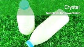  Presentation with two plastic bottles milk - Cool new PPT theme with milk in bottles on grass backdrop and a shamrock green colored foreground