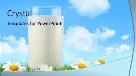  Presentation with milk - Audience pleasing theme consisting of milk in the grass backdrop and a light blue colored foreground