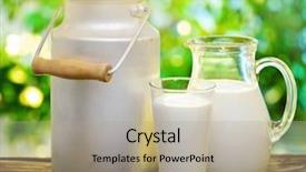  Presentation with cow milk - Beautiful presentation theme featuring milk in various dishes backdrop and a mint green colored foreground