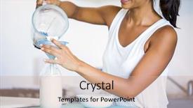  Presentation with almond milk - PPT theme having milk into a glass background and a coral colored foreground