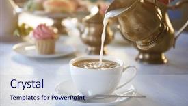  Presentation with milk tea - Slides having milk into cup of tea background and a lemonade colored foreground