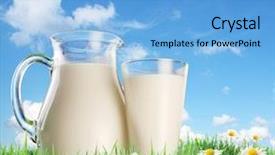  Presentation with milk - Presentation design with organic drink - milk jug and glass background and a light blue colored foreground