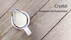  Presentation with old wooden table food - Cool new PPT theme with milk jug on wooden table backdrop and a light gray colored foreground