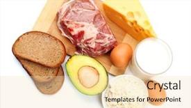  Presentation with milk protein - Slide deck featuring milk meat egg - food high in protein isolated background and a lemonade colored foreground