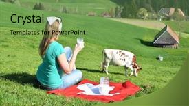  Presentation with milk - Colorful PPT theme enhanced with milk on the swiss flag backdrop and a  colored foreground